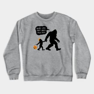 Bigfoot with Girl Child, Smell My Feet Halloween Crewneck Sweatshirt